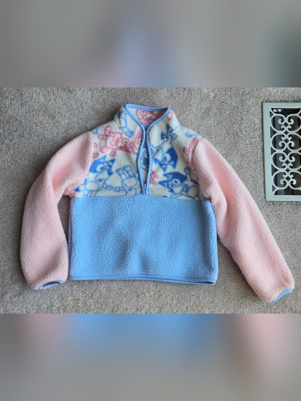 Kids Cozy Colorblock Fleece Pullover - Pink, Blue, Cream